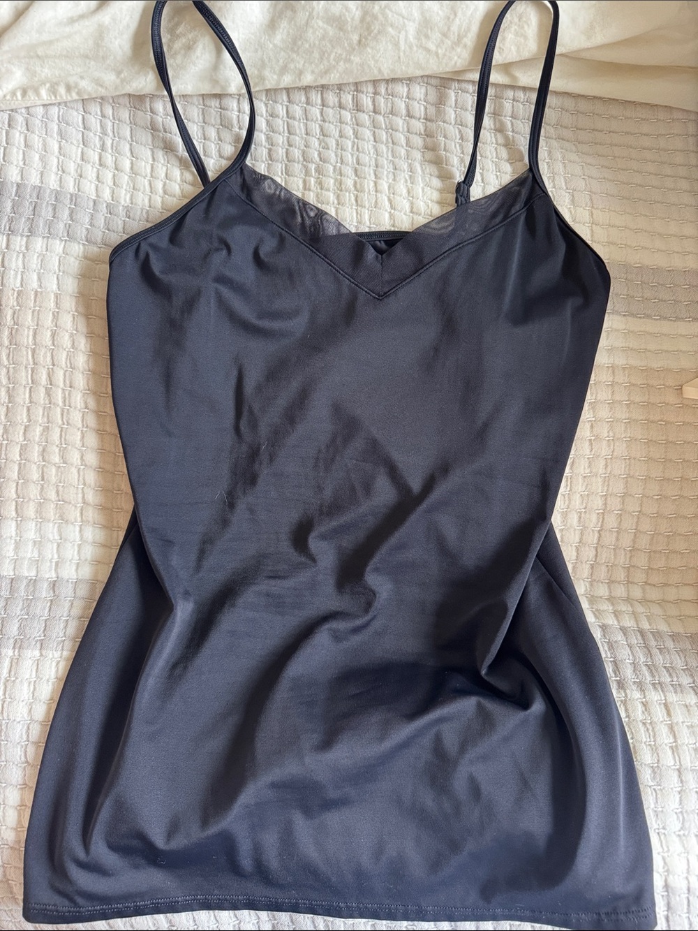 vassarette Black Satin Cami Tank Top